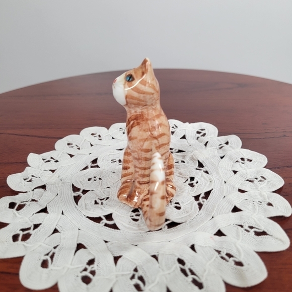 Orange Tabby Cat Figurine Fine Bone China Cute Ring Holder Jewelry Organizer Vtg - Picture 4 of 13